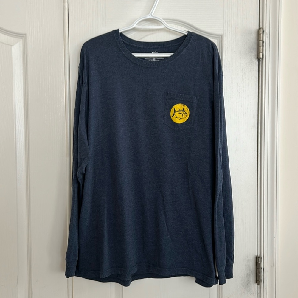 Southern Tide long sleeve shirt; yellow fish logo